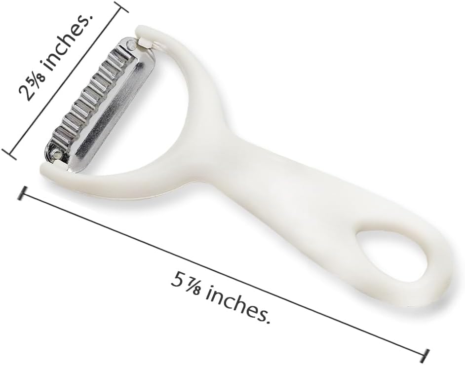 WitnyStore Kitchen Tool 5⅞" Long White Plastic Handle Stainless Steel Wavy Peeler Grater Shredder - Thai Cooking Utensils Multipurpose Portable Hand-Held Cookery Equipments for Food Fruit Vegetable - Image 2