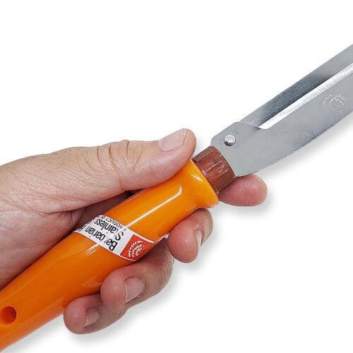 WitnyStore Kitchen Tool 8½” Long Orange Plastic Handle Stainless Steel Peeler – Thai Cooking Utensils Multipurpose Portable Hand-Held Cookery Equipments for Preparing Food Fruit Vegetable