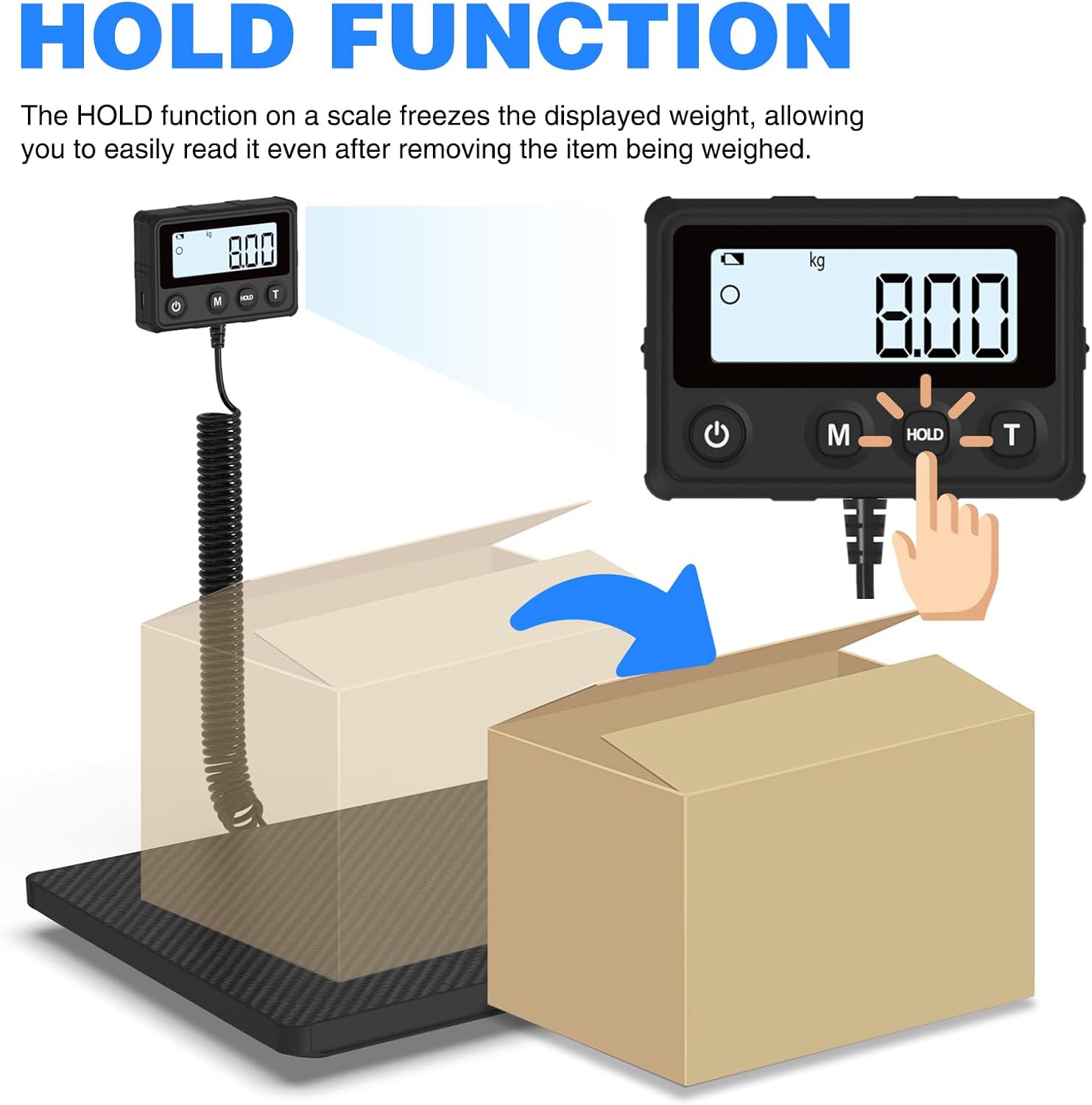 MAXUS Shipping Scale 440LB/10g Accuracy, Postal Scale for Packages with Hold and Tare Funtion, Digital Postage Scale for Luggage Warehouse Market & Home Use - Image 4