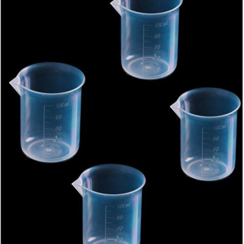 (4 PCS) Durable Plastic Graduated Beaker,100ml Plastic Graduated Cylinder- Accurate Measurement Tool;Ideal for Laboratory, Kitchen, Classroom Use, Industrial Applications