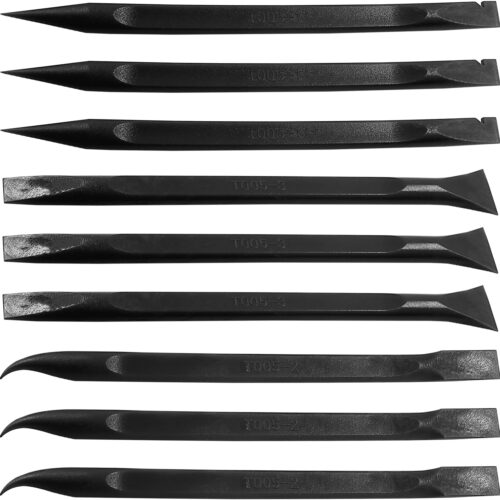 9Pcs Plastic Scraper Cleaning Tool Non-Scratch Carbon Fiber Multi-Purpose Stiff Scraper Pen-Shaped Scraper Tool for Paint, Stickers Label, Food, Tight Spaces, Crevices, Kitchen (Black)