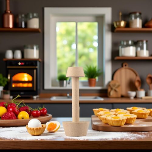 Woodiness Tart Tamper Pastry Tamper Double Side Wooden Egg Tart Tamper Mold DIY Cake Pastry Pusher for Kitchen Party Baking Tools, Pie, Tart and Quiche Pans